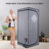 Portable Full Size Grey Infrared Sauna tent‚ÄìPersonal Home Spa, with Infrared Panels, Heating Foot Pad, Controller, Foldable Chair ,Reading light. Ea