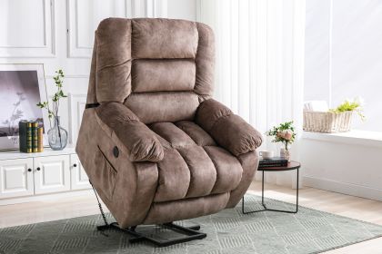 Electric Lift Recliner With Heat Therapy And Massage, Suitable For The Elderly, Heavy Recliner, With Modern Padded Arms And Back, Camel