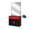15% E0 chipboard linen top 1 drawer 1 door with mirror Salon cabinet black and red