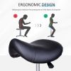 HOMCOM Rolling Saddle Stool, Swivel Salon Chair, Ergonomic Faux Leather Stool, Adjustable Height with Wheels for Spa, Salon, Massage, Office, Black
