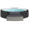 Spa Benches with Cushions 2 pcs Gray Poly Rattan