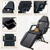 Massage Salon Tattoo Chair with Two Trays Esthetician Bed with Hydraulic Stool; Multi-Purpose 3-Section Facial Bed Table; Adjustable Beauty Barber Spa