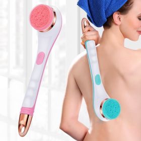 Silicone Bath Brush 4 in 1 Electric Back Scrubber 4 Brush Heads USB Rechargeable Rotating Shower Massager with 2 Speeds (Color: Pink)