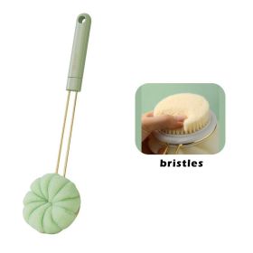2 In 1 Double-Sided Bath Brush Long Handle Rubbing Back Bath Brushes Dual Purpose Body Brush Back Massage Shower Body Cleaning (Color: Green, Ships From: CN)