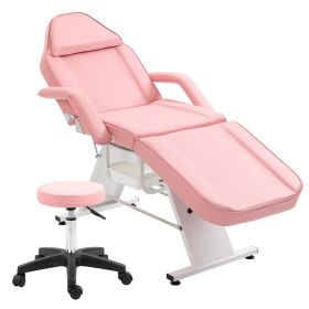 Massage Salon Tattoo Chair with Two Trays Esthetician Bed with Hydraulic Stool,Multi-Purpose 3-Section Facial Bed Table (Color: as pic)