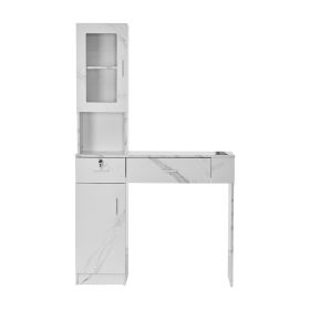 VEVOR Salon Station, Wall Mount Barber Salon Station for Hair Stylist, Beauty Spa Furniture Set, 1 Storage Cabinet (Color: White, Type: Set Type)