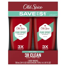 Old Spice High Endurance Body Wash for Men, Pure Sport Scent, 24 fl oz, Pack of 2 (Brand: Old Spice)