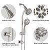 Drill-Free Stainless Steel Slide Bar Combo Rain Showerhead 7-Setting Hand, Dual Shower Head Spa System (Rough-in Valve Included)